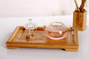 Tchaba Pumpkin Glass Tea Pot Set with Infuser + 6 Tea Cups